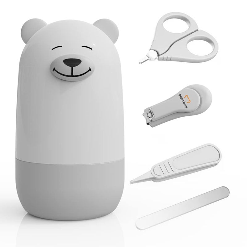 PapaBear طقم مقصات أظافر الأطفال مع علبة لطيفة، مجموعة أدوات قص الأظافر للأطفال الرضع للعناية بالأظافر والقدمين، هدية للعناية بالأمهات الجدد - Image 1